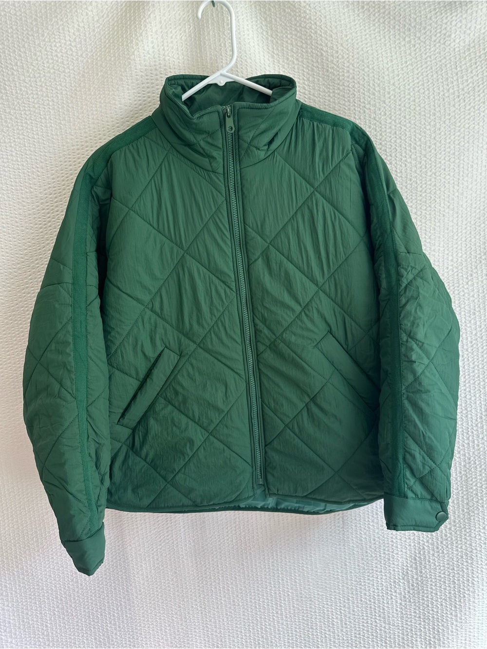 LOVEPOEM Forest Green Quilted Puffer Jacket Oversized Lightweight Coat Large